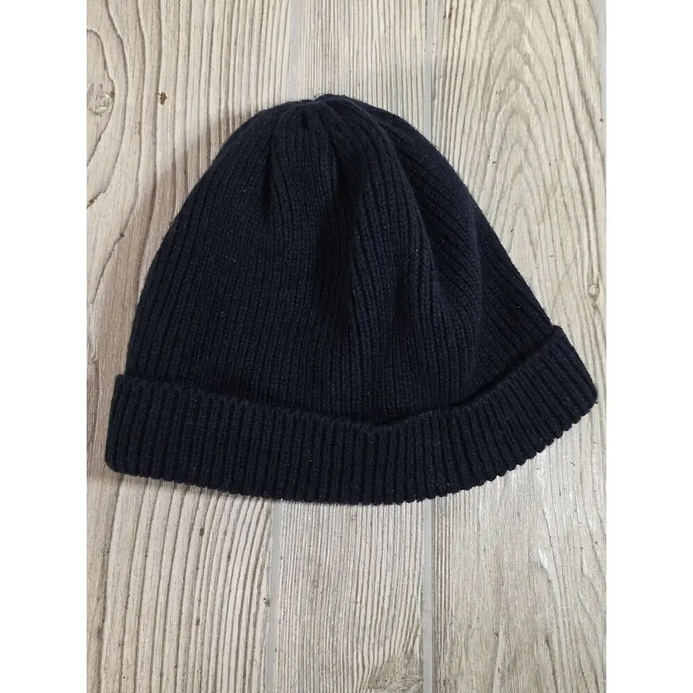 The North Face Logo Cuffed Beanie Dark Blue Hat Adult One Size